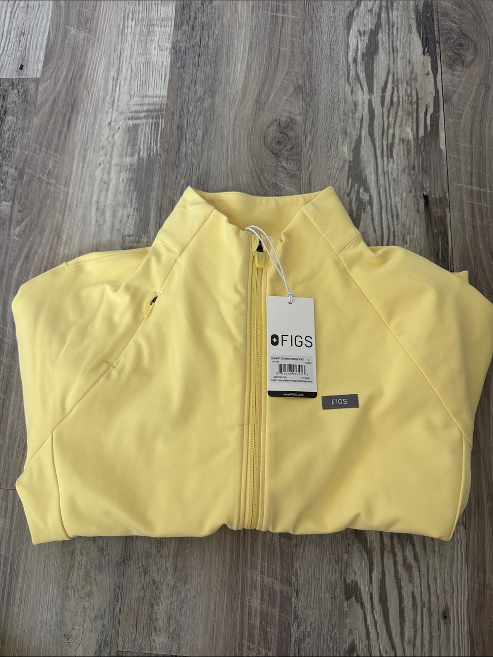 Figs contourknit cropped scrub jacket Small butter yellow